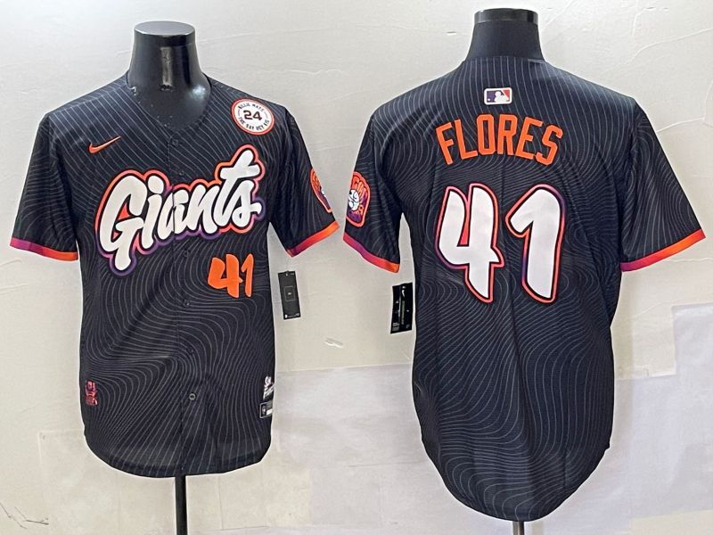 Men San Francisco Giants #41 Flores Black Joint Name Nike 2025 MLB Jersey style 15->youth mlb jersey->Youth Jersey